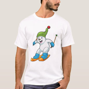 T-shirt Ours polaire comme skieur avec casquette Ski & Bob
