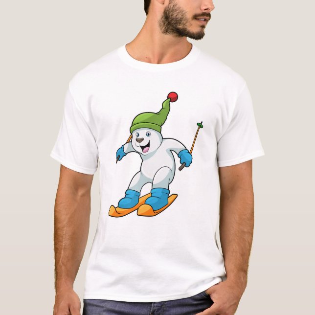 T-shirt Ours polaire comme skieur avec casquette Ski & Bob (Devant)