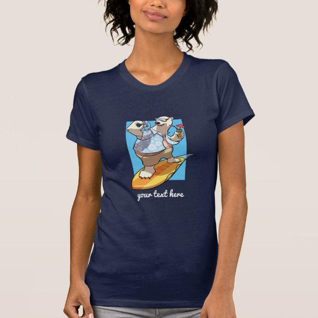 T-shirt Ours polaire cool surf avec cocktail Dessin (Devant)