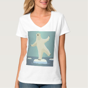 T-shirt Ours polaire en équilibre sur une œuvre d'art Iceb
