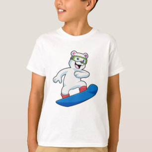 T-shirt Ours polaire en Snowboardeur avec Snowboard