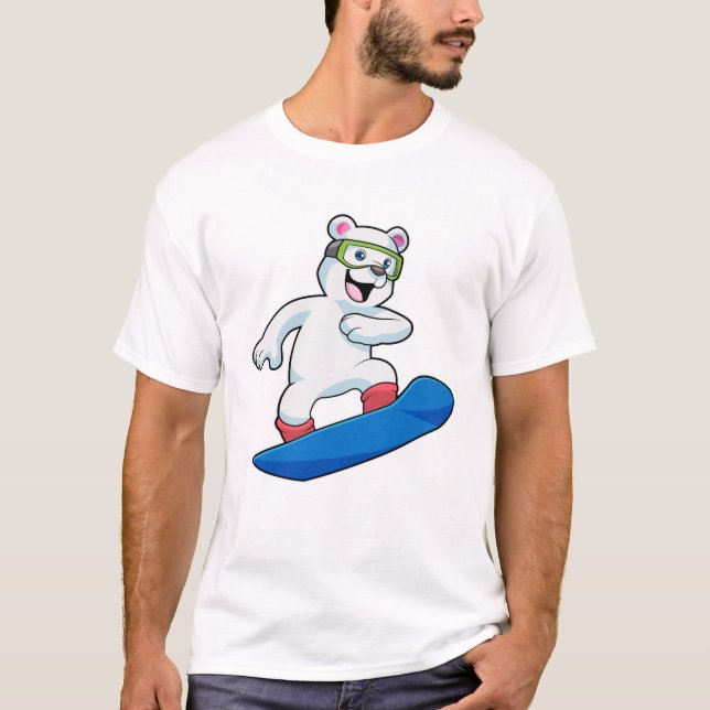 T-shirt Ours polaire en Snowboardeur avec Snowboard (Devant)