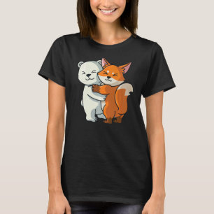T-shirt Ours Polaire Et Fox Mignonne Animal Enlacer Femmes