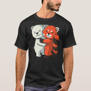 T-shirt Ours Polaire Et Panda Rouge Cute Animaux Enlacer L