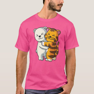 T-shirt Ours Polaire Et Tigre Mignonne Amant Animal Accroc