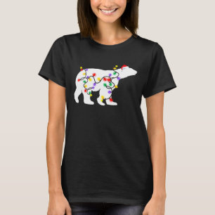 T-shirt Ours polaire Lumières de Noël Noël Noël Chapeau No