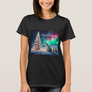 T-shirt Ours Polaire Maman Cubs Arbre de Noël Lumières du