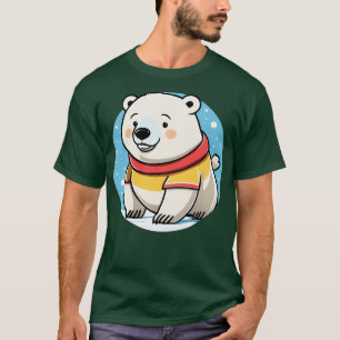 T-shirt Ours polaire mignon en Thirt jaune et écaille roug