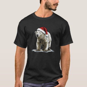 T-shirt Ours polaire mignon lumières de Noël Santa Chapeau