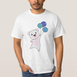 T-shirt Ours Polaire Mouches Avec Ballons Mignons Animaux