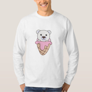 T-shirt Ours polaire Ours rose Crème de glace gaufre migno
