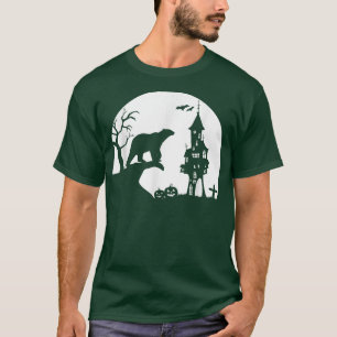 T-shirt Ours Polaire Silhouette Lune Drôle Costume Hallowe