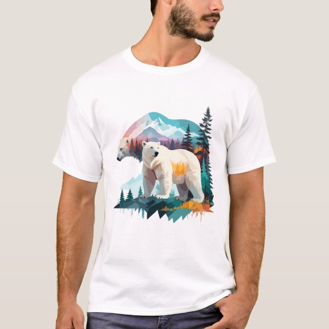 T-shirt Ours polaire Vector Art Animal Majestic Nature sau (Devant)