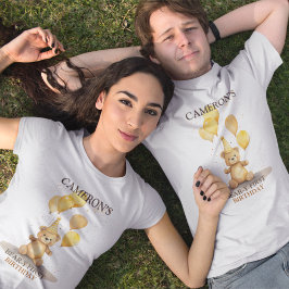 T-shirt Ours Premier anniversaire Sexe Ours jaune neutre