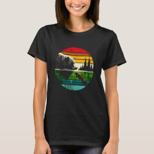 T-shirt Ours Pris Poisson Coucher de Soleil Rétro - Faune