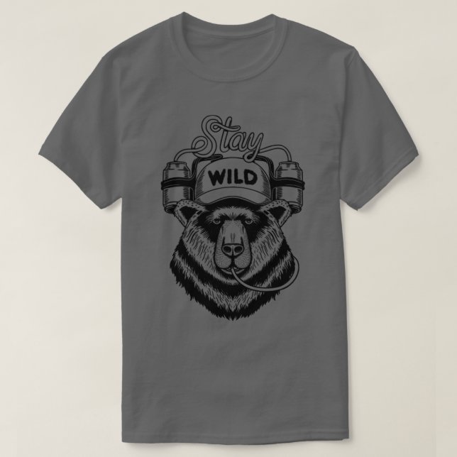 T-shirt Ours rester lignes sauvages (Design devant)