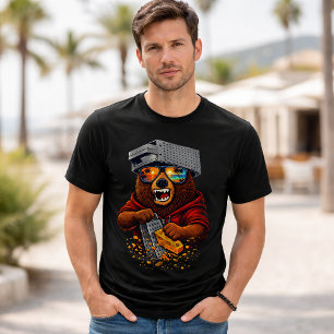 T-shirt Ours Rétro Avec Chapeau Râpe à Fromage et Lunettes