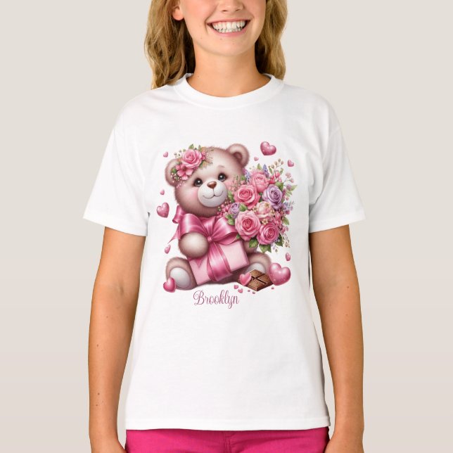 T-shirt Ours Rose de la Saint-Valentin (Devant)