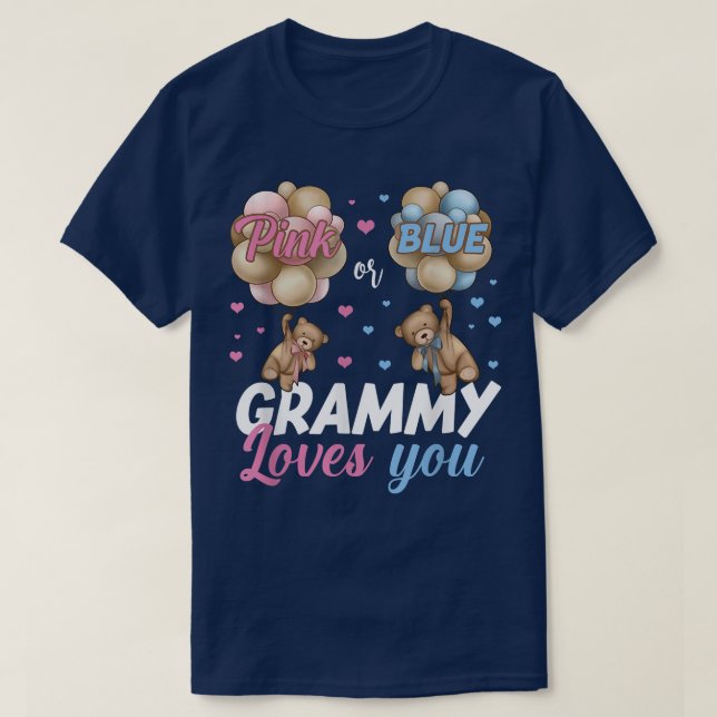T-shirt Ours Rose Ou Bleu Grammy Aime Vous Sexe Révéler (Design devant)