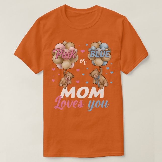 T-shirt Ours Rose Ou Bleu Maman Vous Aime Genre Révéler (Design devant)