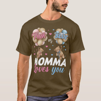 T-shirt Ours Rose Ou Bleu Momma Vous Aime Révéler Le Sexe