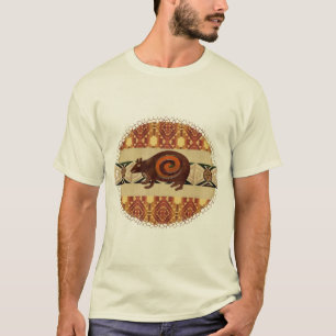 T-shirt Ours rouge d'art populaire amérindien