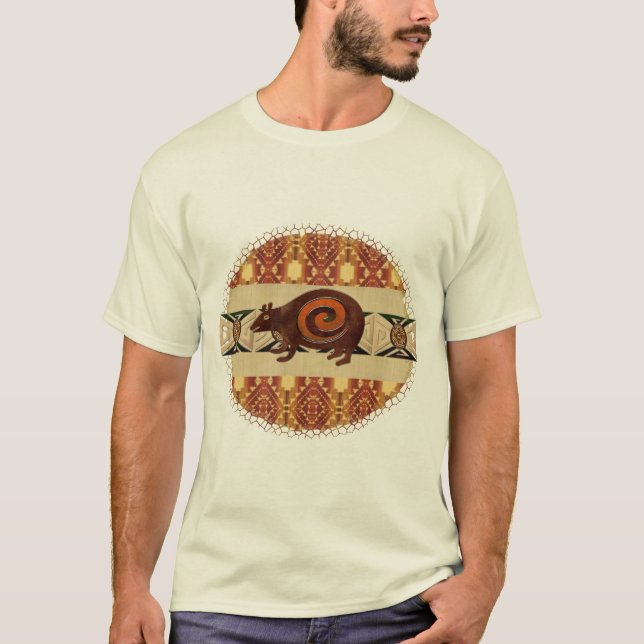 T-shirt Ours rouge d'art populaire amérindien (Devant)