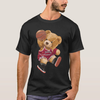 T-shirt Ours Teddy Mignonne Jouant Au Basket