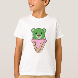 T-shirt Ours Vert Dans La Gaufre De Glace Animaux Amusants
