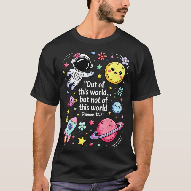 T-shirt Out Of This World Spaceship Planet Galaxy Christia (Devant)