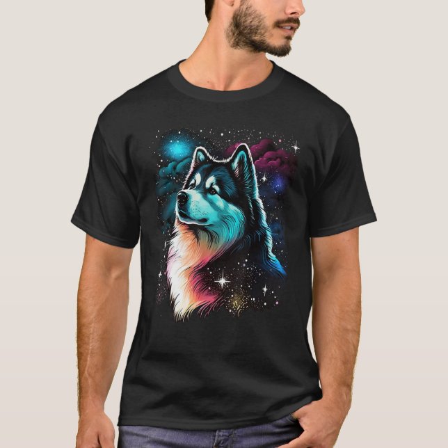 T-shirt Outer Space Alaskan Malamute on Astronaut Alaskan  (Devant)