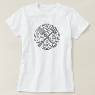 T-shirt Outil de jardin Whimsical Folk-Art T-Shir BLANC