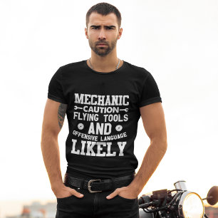 T-shirt Outils de vol de prudence mécanique amusant Noir