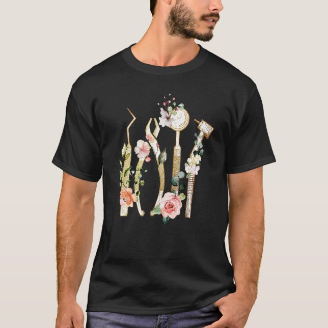 T-shirt Outils dentaires floraux Dentistère Dents Dents Do (Devant)