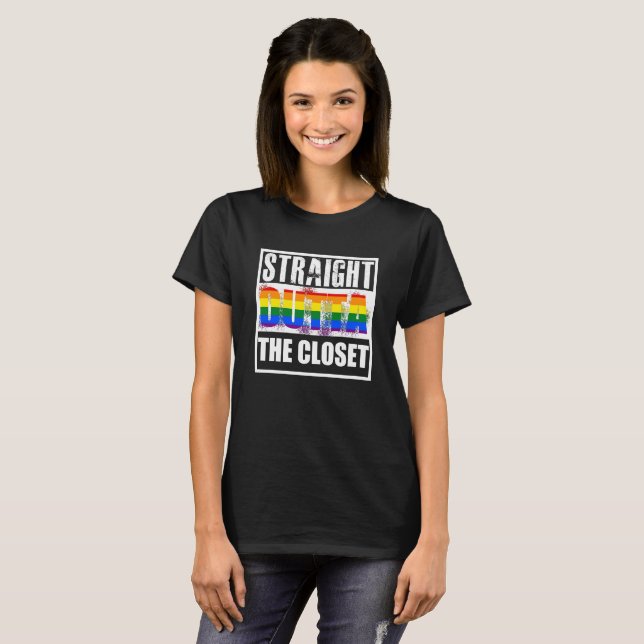 T-shirt Outta droit le gay pride de cabinet (Devant entier)