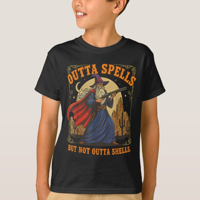 T-shirt Outta Spells But Not Outta Shells Wizard Fantasy M (Devant)