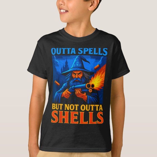 T-shirt Outta Spells But Not Outta Shells Wizard Fantasy M (Devant)