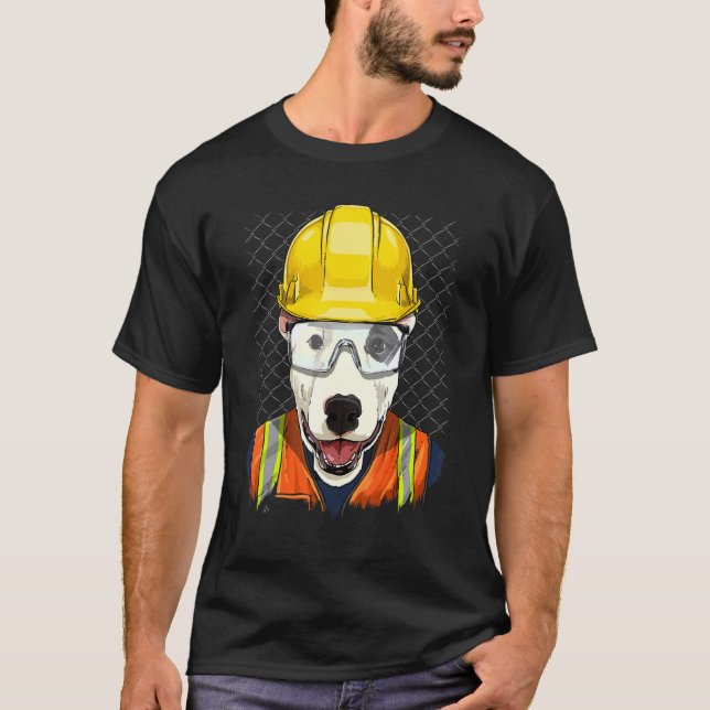 T-shirt Ouvrier de construction Bull Terrier Ouvrier Anima (Devant)