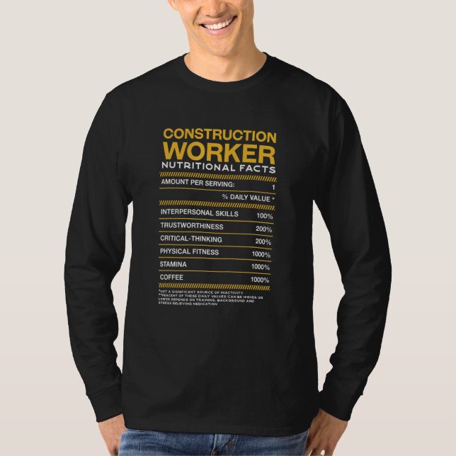 T-shirt Ouvrier de construction Nutrition Fact Foreman Mas (Devant)