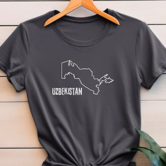 T-shirt Ouzbékistan Plan de pays Forme de ligne Frontière 