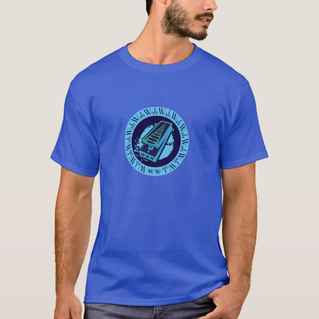 T-shirt Ovale bleu de Lite de pédale de Wah Wah (Devant)
