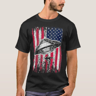 T-shirt OVNI Alien enlèvement 4 juillet cadeau USA Drapeau