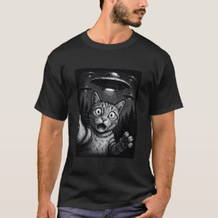 T-shirt OVNI Chat Selfie Drôle Enlèvement Alien VLog Espac