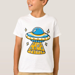T-shirt OVNI de l'espace de dessin couleur Whimsical