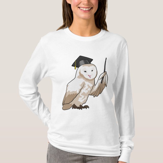 T-shirt Owl as Teacher with Pointer (Devant)