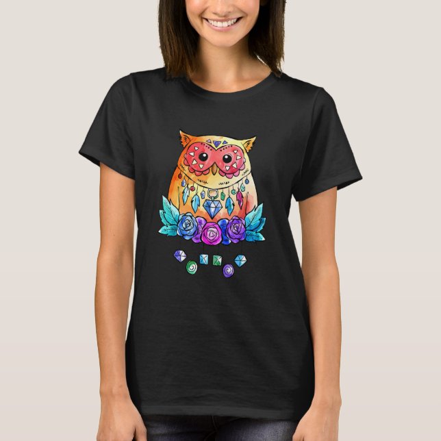 T-shirt Owl Boho Chic (Devant)