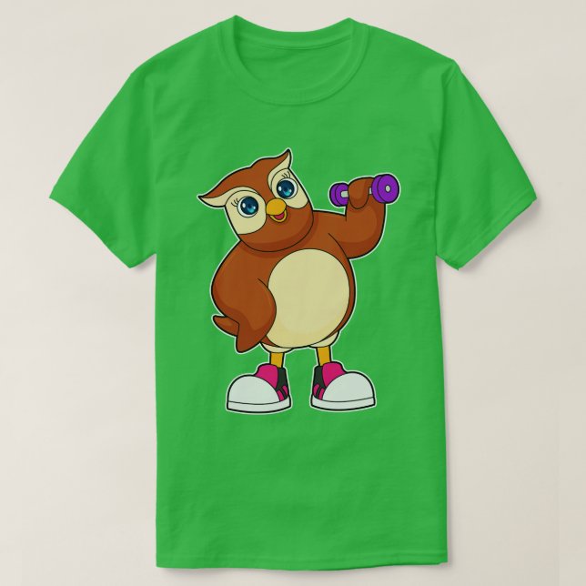 T-shirt Owl Fitness Dumbbell (Design devant)