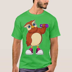 T-shirt Owl Fitness Dumbbell