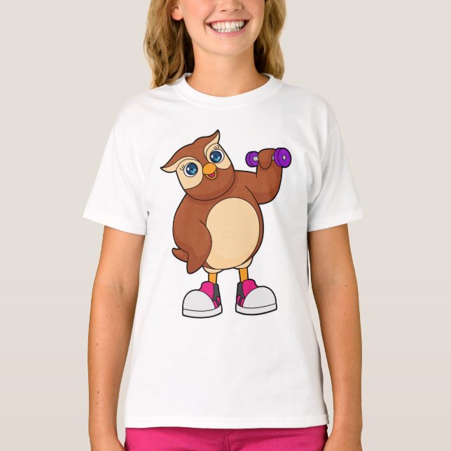 T-shirt Owl Fitness Dumbbell (Devant)
