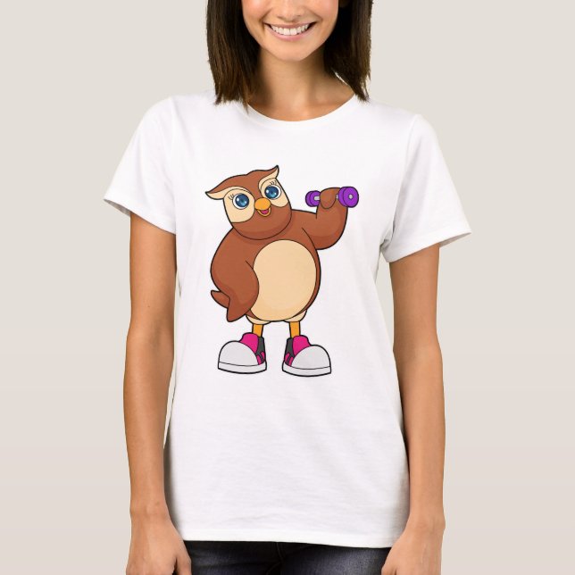 T-shirt Owl Fitness Dumbbell (Devant)